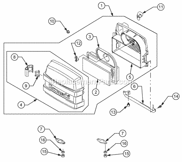 Air Filter/Muffler Gasket Diagram and Parts List for 1529 13A-261H100 Cub Cadet Lawn Tractor
